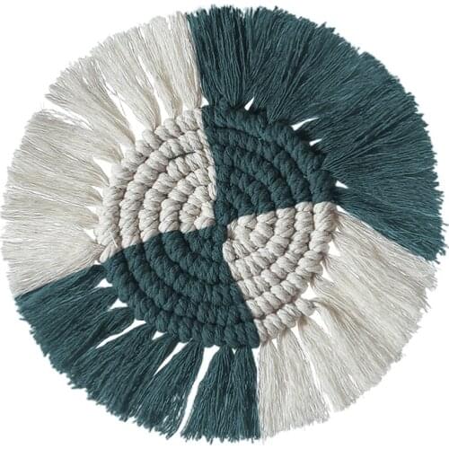 Round Hand-Woven Cotton Rope Coaster Insulation Coaster Non Slip Dining Table Mat for Home Tabletop Pad Coaster