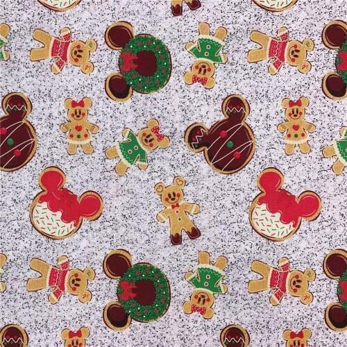 Cartoon mouse Christmas cookie decoration Cotton Printed Cloth Sewing Quilting Fabrics for Patchwork Needlework DIY material
