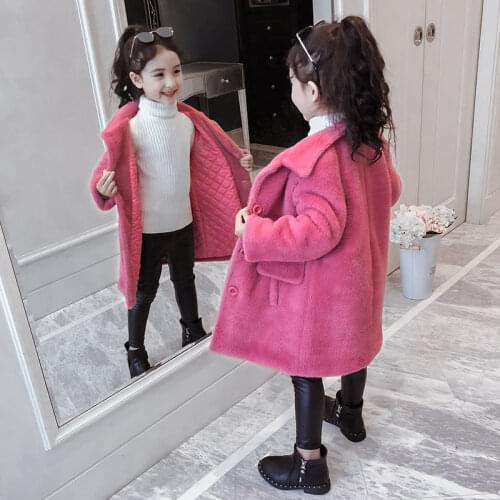 2020 Autumn Winter Childrens Faux Fur Coat Baby Teddy Bear Thicken Warm Jacket Girls Overcoat Kids Clothes Casual Outwear W868
