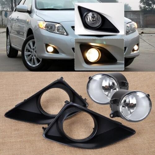 81210-0D042 81210-06052 4pcs Front Right Left Fog Light Lamp + Grille Cover Bezel Fit for Toyota Corolla 2007 2008 2009 2010