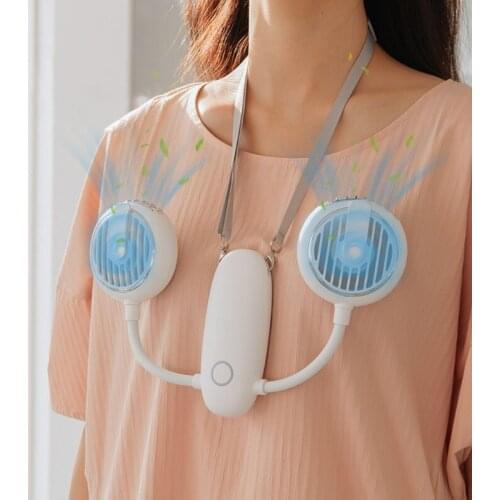 Portable Hanging Neck Fan with Dual Wind Head Hands Free 3 Speeds Air Cooler 425B