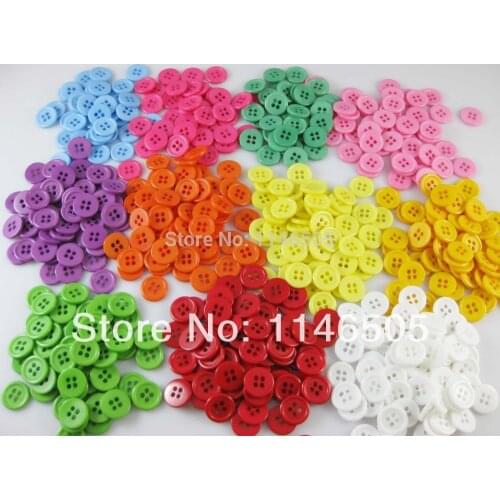 Mixed Color Sewing Garment Button 4-holes Plastic For Craft Buttons 11mm 200PCS/lot zk0092