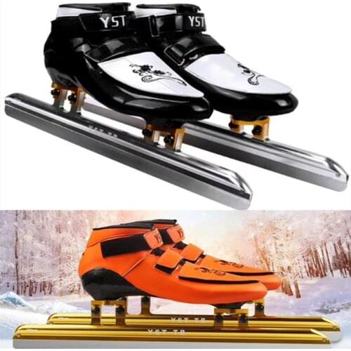 Ice Blade Inline Skates for Speed Race Track Ice Skiing 430mm 410mm 380mm Short Track Orange White Carbon Fiber Boot 165mm Mount