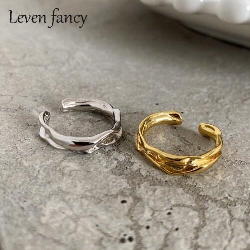 S925 Sterling Silver Ring Irregular Rings Open Natural Creative Popular Handmade Unique Jewellery for Women and Girls