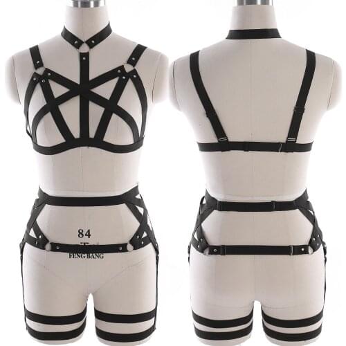 Sexy Harness Cage Bra Fetish Stockings Bondage Erotic Lingerie Harness Suspenders Belt Club Wear Full Body Harness For Women