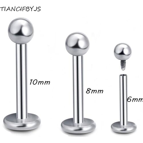 TIANCIFBYJS Tragus Earring Body Jewelry 60pcs mix 6/8/10mm Piercing Labret Lip Ring Cartilage Helix Ear Lip Labret Jewelry
