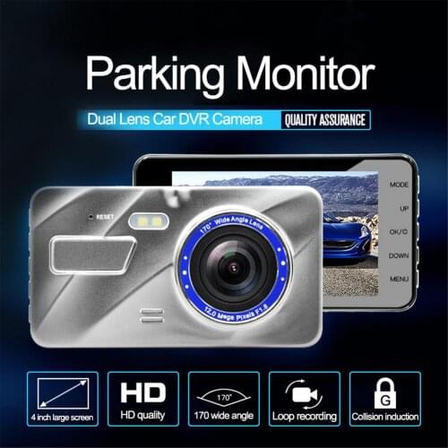 Full HD 1080P Hidden Car DVR Dash Cam 4 Inch Dual Lens Driving Recorder Night Vision Wide Angle Dashcam Parking Monitor G Sensor