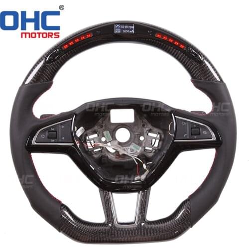 Real carbon fiber LED Steering Wheel compatible for Skoda Fabia, Octavia