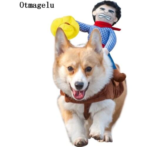 Funny Pet Cat Dog Costumes Dog Apparel Clothes For Christmas Cosplay Western Cowboy Riding Costumes Jacket Cloak Dog Accessories
