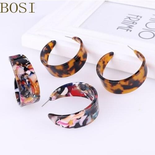 ZA Jewelry Acrylic Resin Oval Leopard Dangle Earring For Women Fashion Geometry Acetate Circle tortoiseshell Brincos Party CC