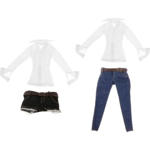 1/6 Scale Long Sleeve Shirt Jeans Set Fit 12'' Female HT CY CG Girls Figure Body