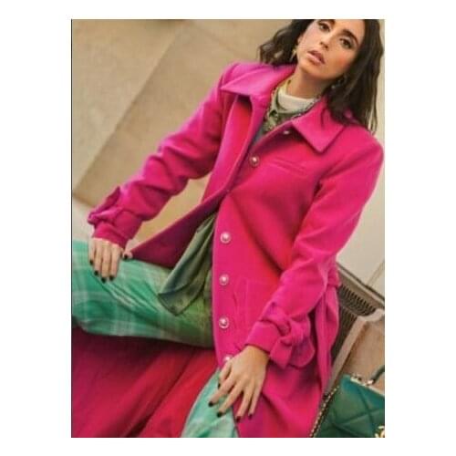Women coat Blazer Jacket wind breaker wool tweed Feminino spring Autumn Winter Neon long
