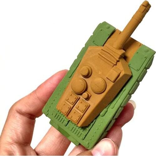 1 Set Creative Removable Tank Pencil Eraser Cute Mini Office School Stationery Supplies For Kids Great Birthday Gift Toy Random