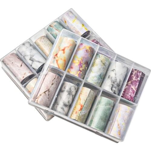 10 rolls/box 10 colors nail foil sticker marble foil paper 1set Nail Art Foil Transfer Sticker Nail Art sticker4cm*1m in 1 Box