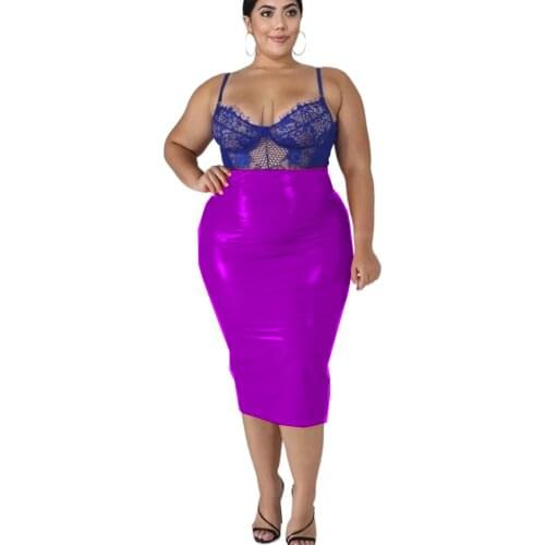 23 Colors Wetlook PVC Back Two Zippers Bodycon Midi Skirt Ladies High Waist Cocktail Party Skirt Fashion Women Formal Costume