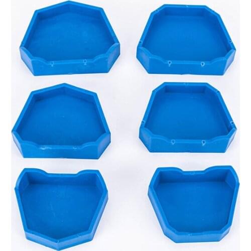 6pcs Dental Lab Plaster Model Base Former Silicon Molds Tray Dentist Tool Blue 3 Size