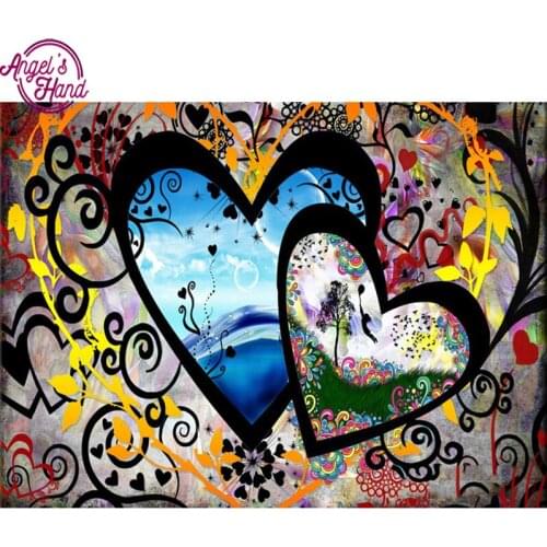 5D DIY diamond embroidery colorful heart landscape diamond painting Cross Stitch full square Rhinestone mosaic decoration