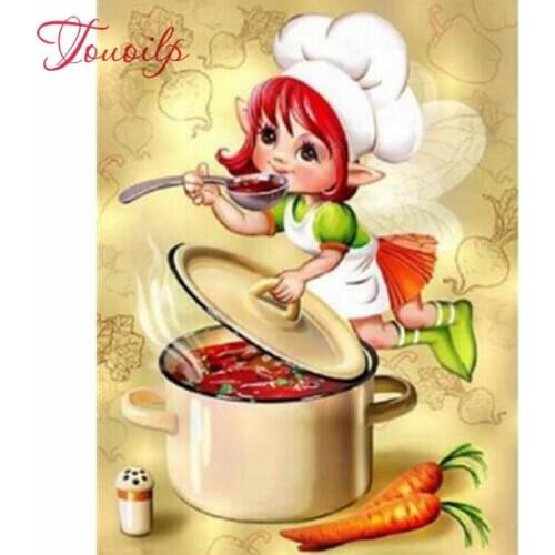 Touoilp diamond embroidery stitch square&round diamond decorative 5d diy Cartoon woman angel diamond painting mountain