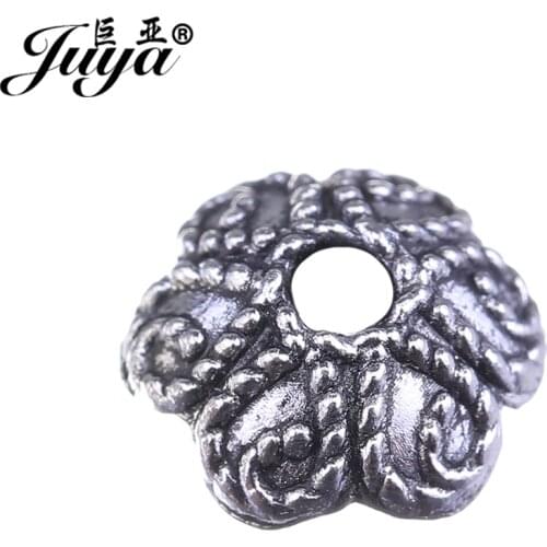 JUYA Alloy Beads End Cap for Necklace Bracelet Jewelry DIY Accessories 3x7.3mm 100pcs Ancient Carved Bead Caps AC0078