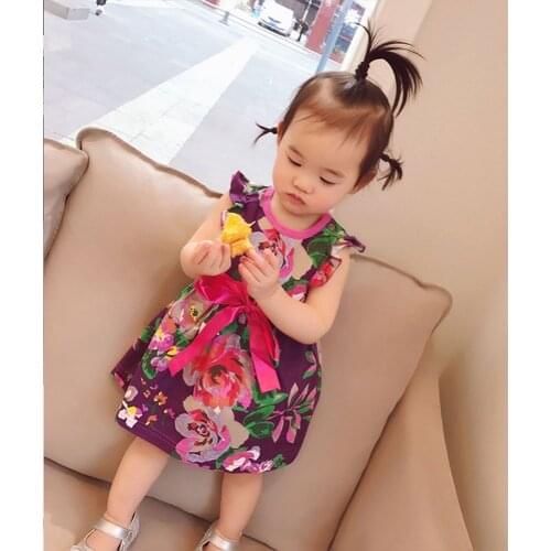 Toddlers Kids Girl Cute Toddler Floral Sleeveless V neck Princess Dress Children Clothing Baby Tulles Floral Dresses #AGC0901