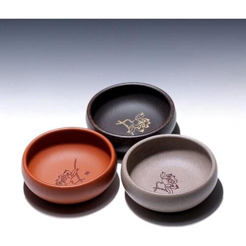 Two 】 yixing all hand purple sand cup run of mine ore sample tea cup cups oceans lotus cup 80 cc master cup