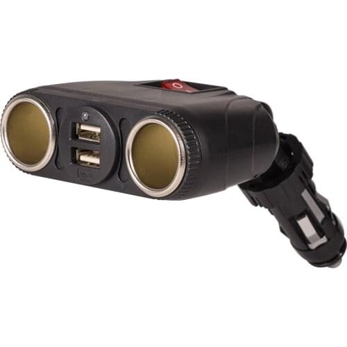 Dual USB & 2 Way Car Cigarette Lighter Socket Splitter DC 12V Charger Adapter