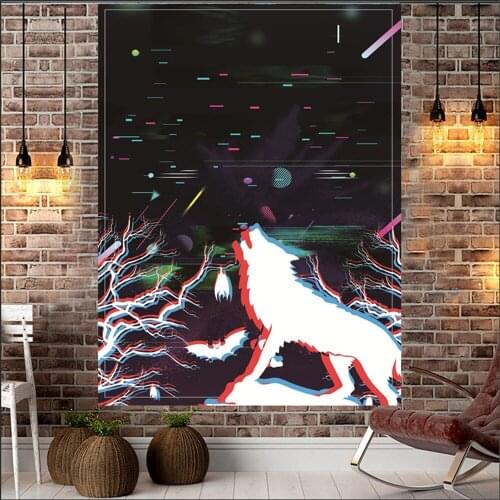 Background Wall Hanging Cloth Tribal Animal Bed Sheet Wolf Tapestry Home Decoration Beach Mat Animal Wolf Tapestry
