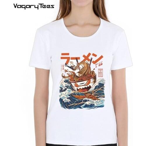 Japanese Harajuku T-Shirt Women 2019 Summer Hip Hop T Shirts Noodle Ship Cartoon Streetwear Tshirts Short Sleeve Casual Top