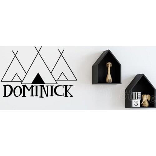 Personalized Name Wall Decals Tribal Nursery Decal Teepee Wall Stickers Bedroom Door Decoration Kids Baby Room Nordic Mural Z497