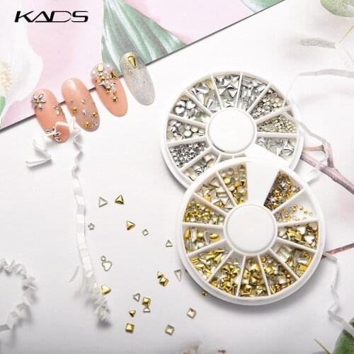 KADS Nail Art Decorations Nail Rhinestone gold metal nail art sequins Metallic Flakes 3D Manicure Nails Accessories Silver Stras