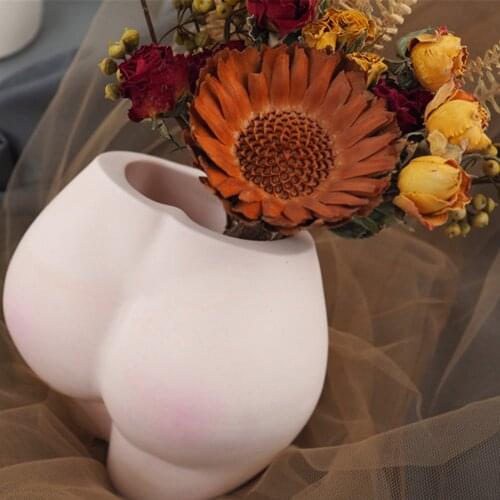 Flower Arrangement Container Silicone Mould DIY 3D Art Body Buttock Flower Vase Concrete Mold Home Decoration Resin Craft Making