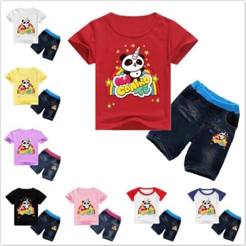 Summer Baby Boys Clothes Set Girls Cartoon Me Contro Te Panda Short Sleeve T-Shirt+Shorts Outfit Set Kids Clothes Children Suits