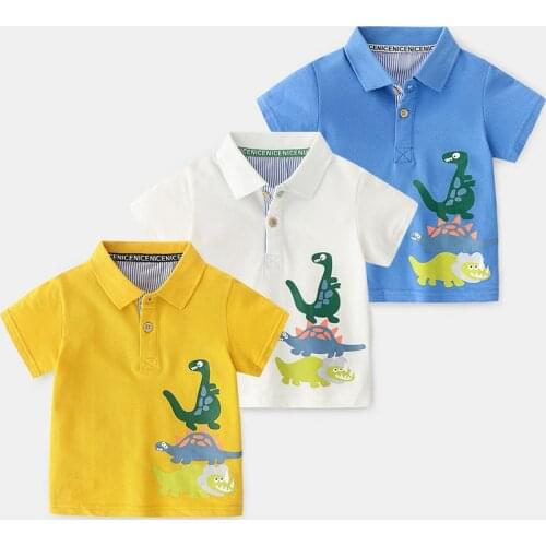 2020 Summer Baby Boy Polo Shirt Breathable Short Sleeve Boys Dark Blue Shirt Cartoon Kids Tops Baby Shirt For Kids