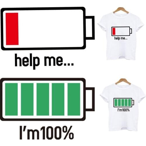 Hot couple battery patch transfert thermocollants t-shirt womens shirts iron on patches application of one another applique