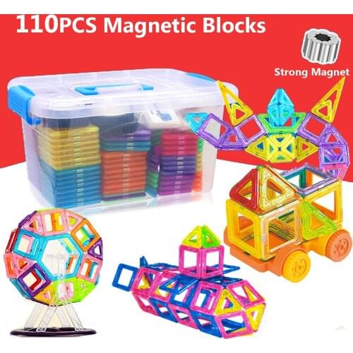 110pcs DIY Magnetic Designer Construction Set Magnetic Building Blocks 3D Assemble Bricks Magnet Toys for Children Gifts