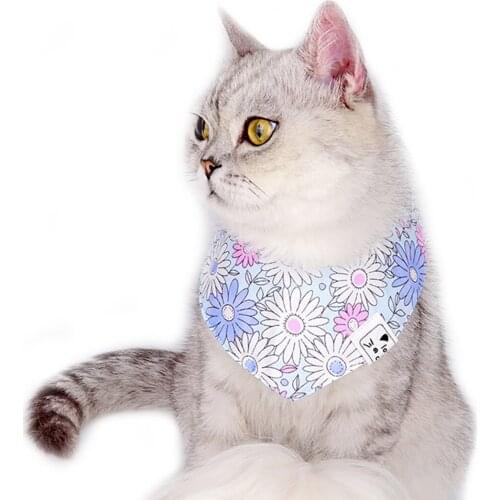 Legendog Cute Pet Cat Bandana Bib Decorative Floral Pattern Kitten Drool Bib Puppy Scarf Bandana Triangle Scarf Pet Accessories