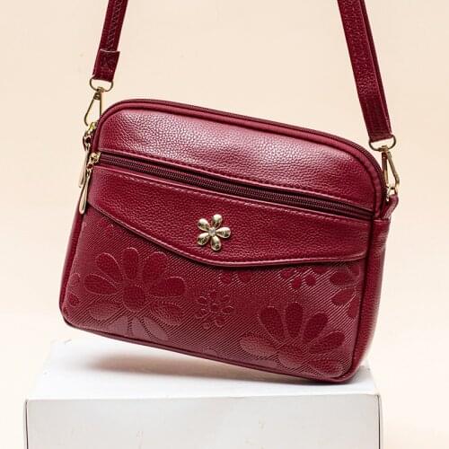 Fashion PU Leather mama Shoulder Bags Flower Decor Crossbody Messenger Purse Large Capacity Phone Purse Handbags for Women