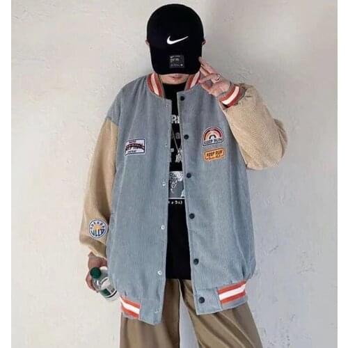 Spring Autumn Retro Mens Fashion Varsity Baseball Jackets With Patches Velour Embroidered Letterman Jacket Outerwear Patchwork