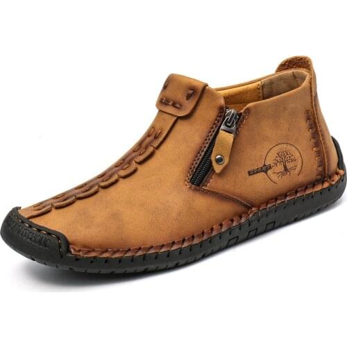 Mens Ankle Boots Fashion Leather Men Boots 2020 New Mans Shoes Casual Design Fashion Autumn Shoes Plus Size 38-48