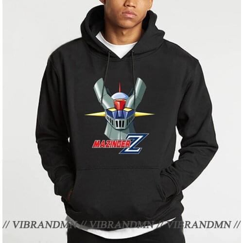 Men Printed Hoodies Japanese Anime Grendizer Mazinger Z Fleece pocket hoodie Goldrake UFO Robot Graphic Male Sweatshirt Hooded