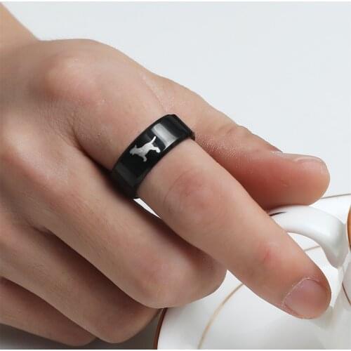 MANGOPIE8mm Titanium Bull Terrier Dog Ring For Men and Women