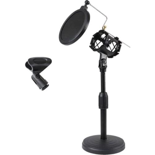 Desktop Microphone Stand,with Adjustable Shock Mount,for Condenser Microphone,for Live Chat Meeting Podcasts Recording