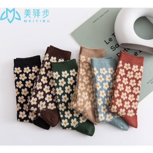 High Quality Combed Cotton Socks 12 PAIRS PER SET Wholesale Retro Female Socks