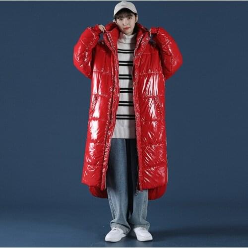 New Couples Cotton Padded Clothes Mens and Womens Same Thickened Lengthened Jacket Youth Loose Hooded Wear Coat Thick Warm