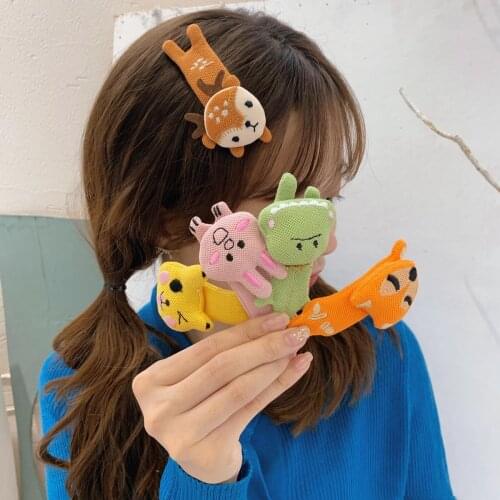 2020 New Hairpin Side Clip Girl Net Red Cute Cloth Rabbit Fox Kitten BB Clip Side Bangs Clip Hairpin