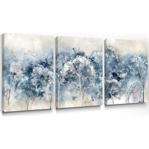 Dandelion Wall Art Canvas Painting Botanical Posters for Bedroom Blue White Bathroom Prints Modern Home Decor Farmhouse Picture