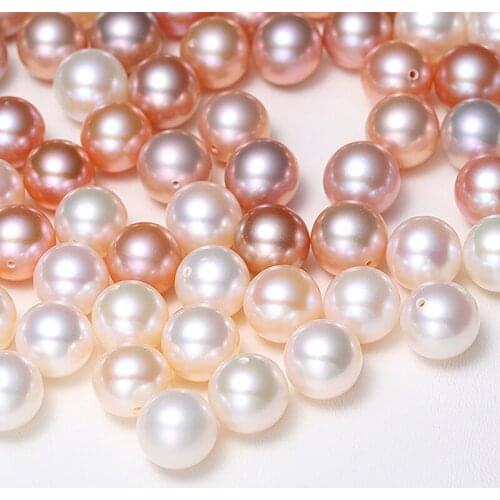 Wholesale Price Round Freshwater Pearl 8-8.5mm 10-10.5mm Large Size Loose Pearls with Half Hole