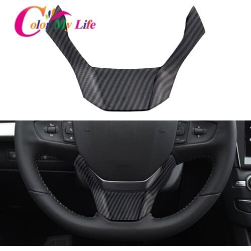 Color My Life Carbon Fiber Car Steering Wheel Panel Cover Trim for Peugeot 508 2011 - 2016 for Peugeot 408 2014 2015 Stickers