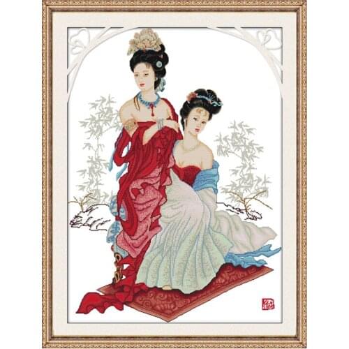 Joy Sunday Stamped Cross Stitch Embroidery Needlework Kits Bathing Beauty Decoration Counted Thread 11CT 14CT Printed Canvas Set