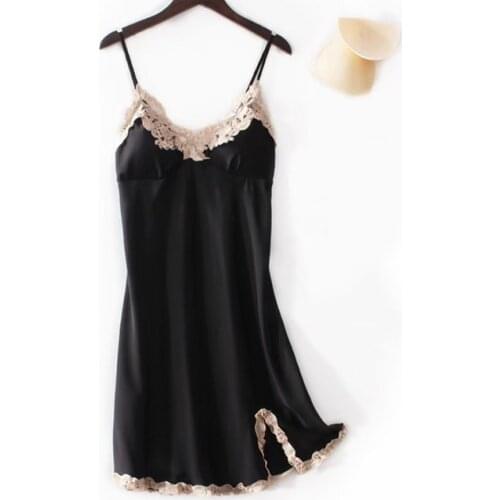 Plus Size 4XL Satin Soft Nightdress Nightgown Women Summer Suspender Skirt Sleepwear V-neck Sexy Mini Spaghetti Strap Nightdress